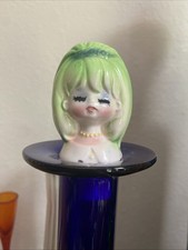 Vintage Ado Mizumori Bottle Lip Topper With Mirror In Green Ceramic - Flea Bite picture