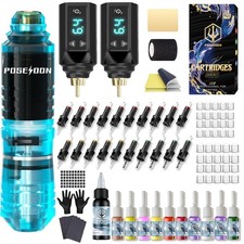 POSEIDON Wireless Tattoo Gun Kit 2PCS Battery Machine Kit for Beginners picture