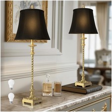 33'' Tall Vintage Table Lamp Set of 2, Candle Stick Buffet Lamps with Gold Le... picture