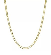 Real Genuine 1/20 14K Solid Yellow Gold Paperclip Chain Necklace 18 inch mm picture