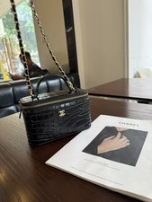 Women's Vintage Shiny Crocodile Print Rectangular Makeup Box Shoulder Handbag picture