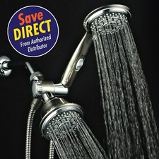 HotelSpa® Luxury Multi-Setting 2-Tone Chrome/Brushed Nickel Shower Head Combo picture