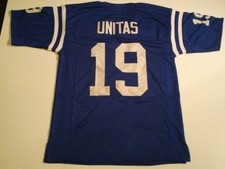 UNSIGNED CUSTOM Sewn Stitched Johnny Unitas Blue Jersey - M, L, XL, 2XL, 3XL picture