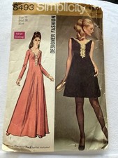 Vintage 1968 Simplicity Misses Dress In 2 Lengths Sewing Pattern Size 16 #8493 picture