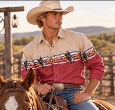 Vintage Wrangler Western Shirt XL Bull Rider Rodeo Pearl Snap Southwestern picture