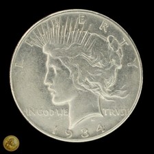 1934-D US Peace Dollar 90% Silver Coin VG Semi-Key Date -E1598 picture