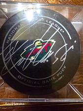 Erik Haula Signed Minnesota Wild Game Used Goal Puck 12/9/14 #56 NHL Auto picture