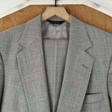 Strathmore Suit Mens 38R Gray Windowpane 2 Button 100% Wool Pants 34x27 Canvased picture