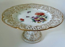Antique 1915 KPM Berlin Rocaille Reticulated Compote Deutsche Blumen Porcelain picture