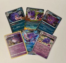 Gengar 6 Card Lot NM – Cosmos Holo SWIRL + 094 Reverse Holo + Mega Gengar ex picture
