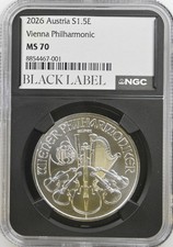 2026 1.5 E Austria VIENNA Philharmonic  NGC MS 70  “BLACK LABEL - 1 of 25” picture