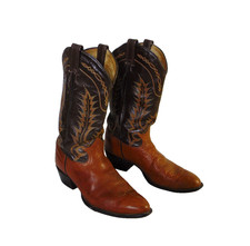 Tony Lama 6532 Cowboy Collection Western Men Boots 10.5 D Stockman 2 Tone Brown picture