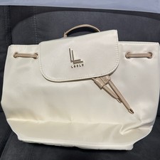 LOULU Cream Ivory NIB Backpack Purse Bag Nylon Top Handle Gold Hardware picture