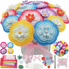 BAZIMA DIY Felt Flower Art Craft Kit,Colorful Daisy Bouquet Making Kit, Floral picture