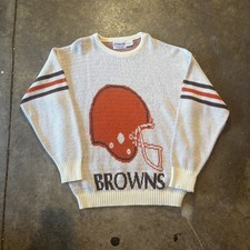 Vintage Cliff Engle Cleveland Browns Helmet Sweater XL Hand Knit 80s NFL Rare picture