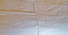 Antique Italian Trousseau Sheet Ornate Floral Cutwork with Drawnwork Accents picture