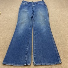 VTG 70s Wrangler No Fault Denim Jeans Men 30x32 Boot Cut Flare 945 Single Stich picture