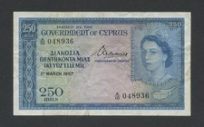 CYPRUS 250 mils note  1957 QEII Krause 33 Banknotes picture
