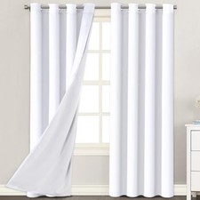 H.VERSAILTEX White Blackout Curtains 96 Inches Long (2 Layers) Light Blocking picture