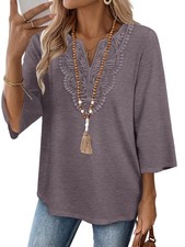 Tshirt Shirts for Women Womens Tops Blouses for Women Dressy Casual 3/4 Sleev... picture