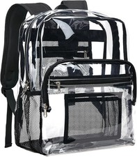 LARGE HEAVYDUTY CLEAR BACKPACK Transparent See Tru PVC School Bookbag - Stadium picture