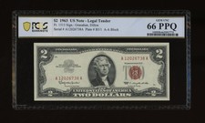 DBR 1963 $2 Legal Fr. 1513 Gem PCGS-B 66 PPQ Serial A12026738A picture