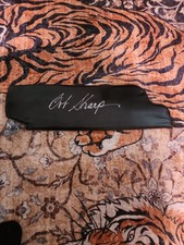 Bob Sharp Signed 1970-1973 DATSUN 240z DRIVER LEFT BLACK LEATHER SUN VISOR picture