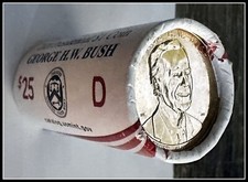 2020-D George H W Bush Dollar  25 Coin Roll* UNCIRCULATED * FRESH FROM US Mint picture