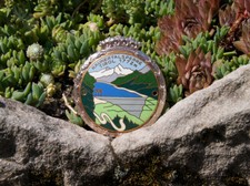 ENAMEL AUTOMOBILE CAR RADIATOR BADGE # KAUNERTALSPERRE TIROL AUSTRIA ÖSTERREICH picture
