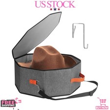NEW Hardboard Cowboy Hat Storage Box 1-Door Hat Organizer Travel Gray picture