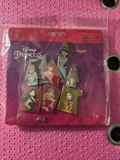 2022 Disney Pin Princess Castle Puzzle 7 Pin Set Belle Ariel Mulan Tiana Aurora picture
