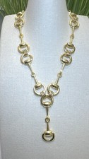 Equestrian necklace, Equine Horse, Snaffle bit “Y” lariat, gold stunning picture