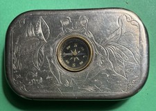 Vintage 1890's Rose Leaf Tobacco Flat Tin Compass P. Lorillard Co Good Condition picture