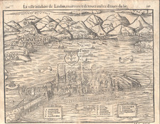 Lindau on Lake Constance (Bodensee) 1598 woodcut view, Munster picture