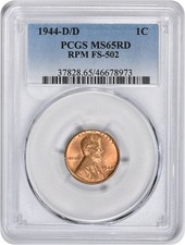 1944-D/D Lincoln Cent FS-502 MS65RD PCGS picture