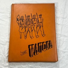 Vintage 1946 Wauona Portage Wisconsin High School Yearbook WWII Era Military Art picture