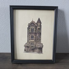 Vintage Curt Humphrey Victorian House San Francisco Print picture