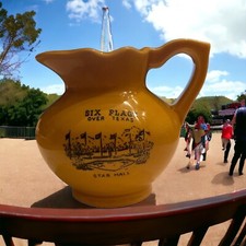 VTG Six Flags Texas Amusement Parks Collectible Pitcher Small Yellow Gold 3 1/2