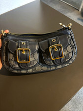Coach Signature Small Crescent Shoulder Bag, Zip Closure, Buckle Accents Charm picture