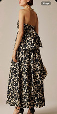 J.CREW Strapless Ruched Floral Maxi Dress Black Beige Long Size 6 New Tags picture