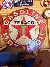 Texaco Vintage Round Gasoline Motor Sign. Porcelain double sided Very Old picture