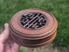 Antique Chinese 19th Century Carved Hardwood Wood Cover for a Ginger Jar picture