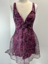 NEW Lulu's Imagine Romance Magenta Floral Print Organza Skater Dress Large picture