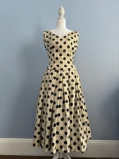 Vintage 1960s 70s Stuart’s Inc Boston Silk Polka Dot Dress Socialite Estate XS picture