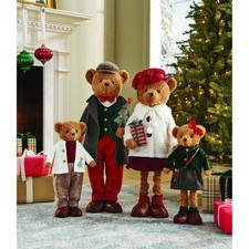 Member's Mark Plush Bear Family Set 4 Christmas Holiday Decorations Decor picture