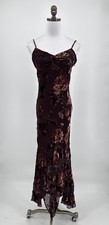 Vintage Y2K Sue Wong Burgundy Floral Silk Blend Sleeveless Evening Gown Sz 8 picture