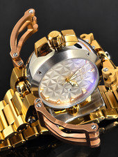 Invicta Reserve Transatlantic 53mm Quartz Black & White Dial Gold Bracelet Watch picture
