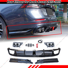 FOR 2023-2026 HONDA ACCORD GLOSS BLACK REAR BUMPER DIFFUSER KIT W/ LED LIGHT picture