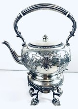 Antique Victorian Repousse Sterling By Fina  Tea Kettle And Lamp Stand picture