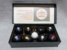 Vintage B&A Carpet Bowls Indoor Game Set Miniature Black Bowls England Boxed picture